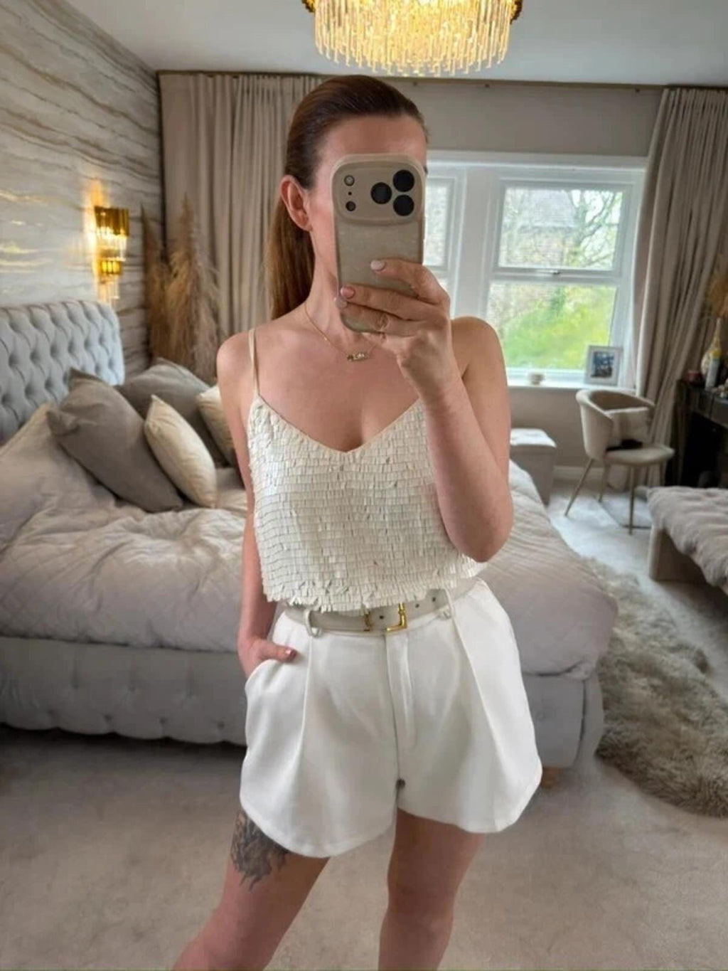 Modern Rarity Cream Sequin Blouse 12