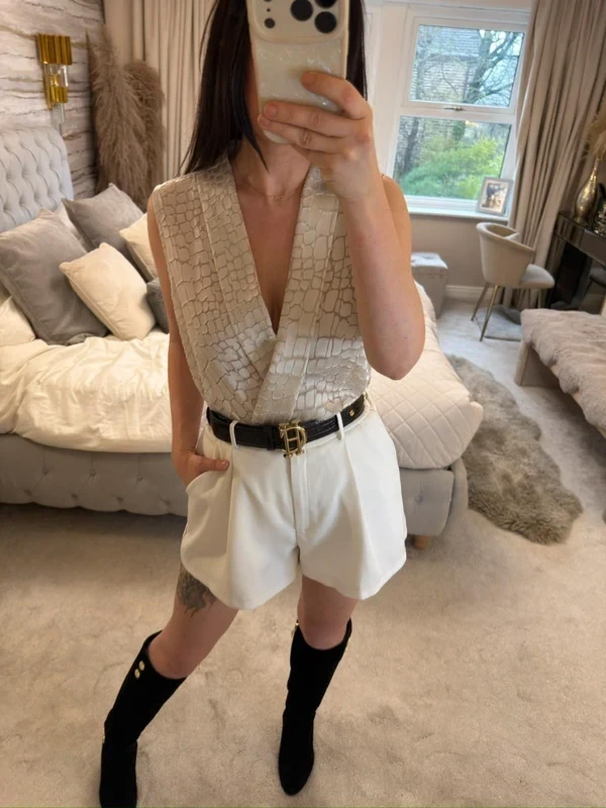 Paraphrase Cream Metallic Blouse 14