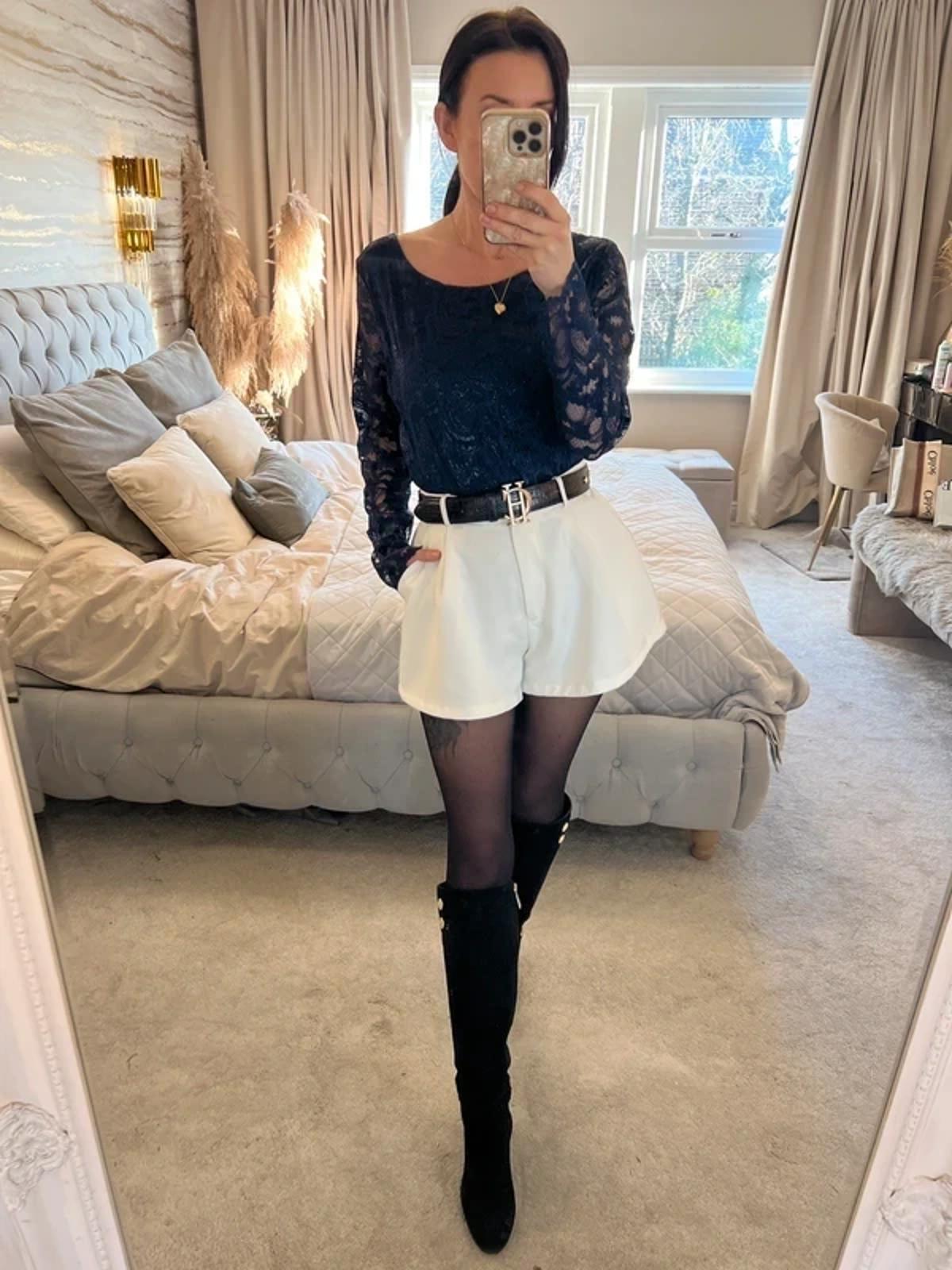 Per Una Navy Sparkly Lace Blouse 16