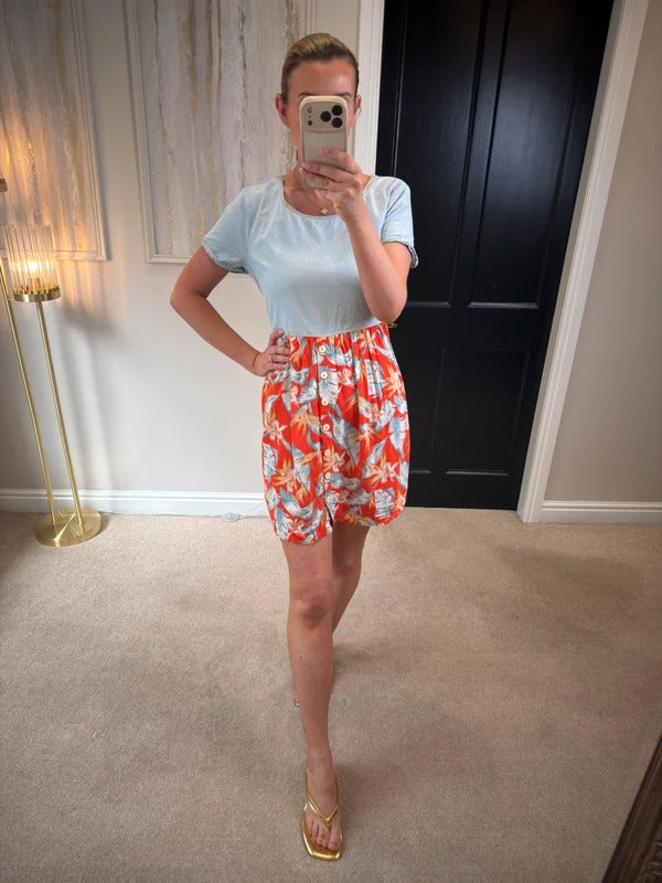 River Island Denim & Floral Mini Dress 10