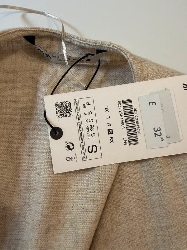 BNWT Zara Oatmeal Linen Blend Twist Front Blouse Small