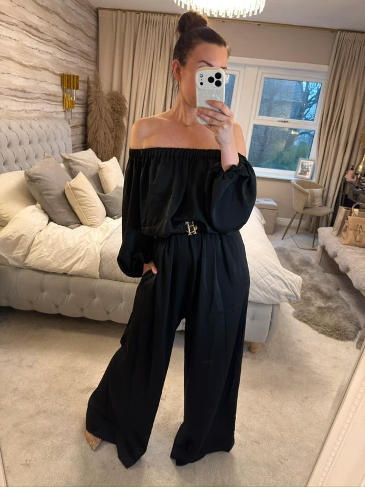 Kevan Jon Black Wide Leg Jumpsuit Small