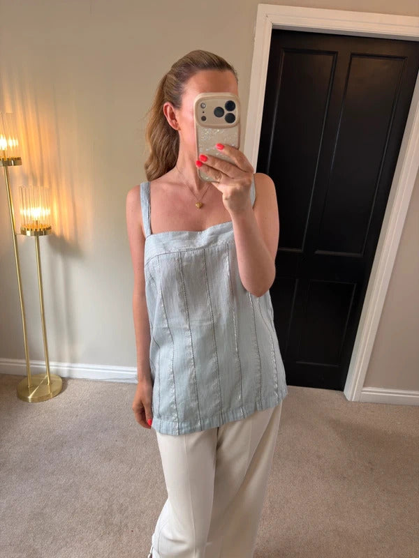 Next Blue & Silver Boho Frill Back Blouse 16