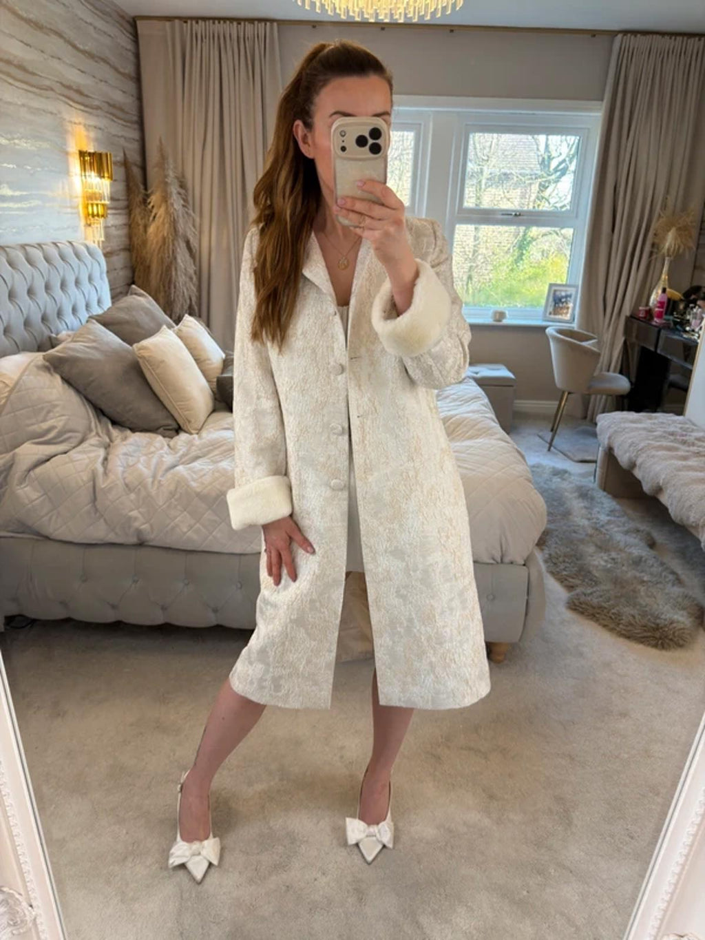 BNWT Lizabella Ivory & Gold Metallic Coat 10