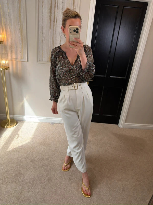 Oliver Bonas Black Multicoloured Floral Sheer Blouse 10