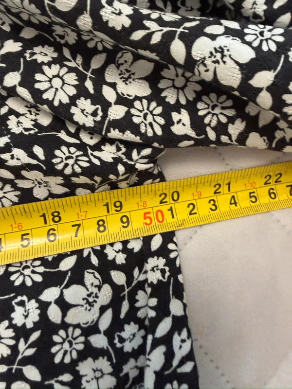 M&S Black & White Floral Boho Blouse 10