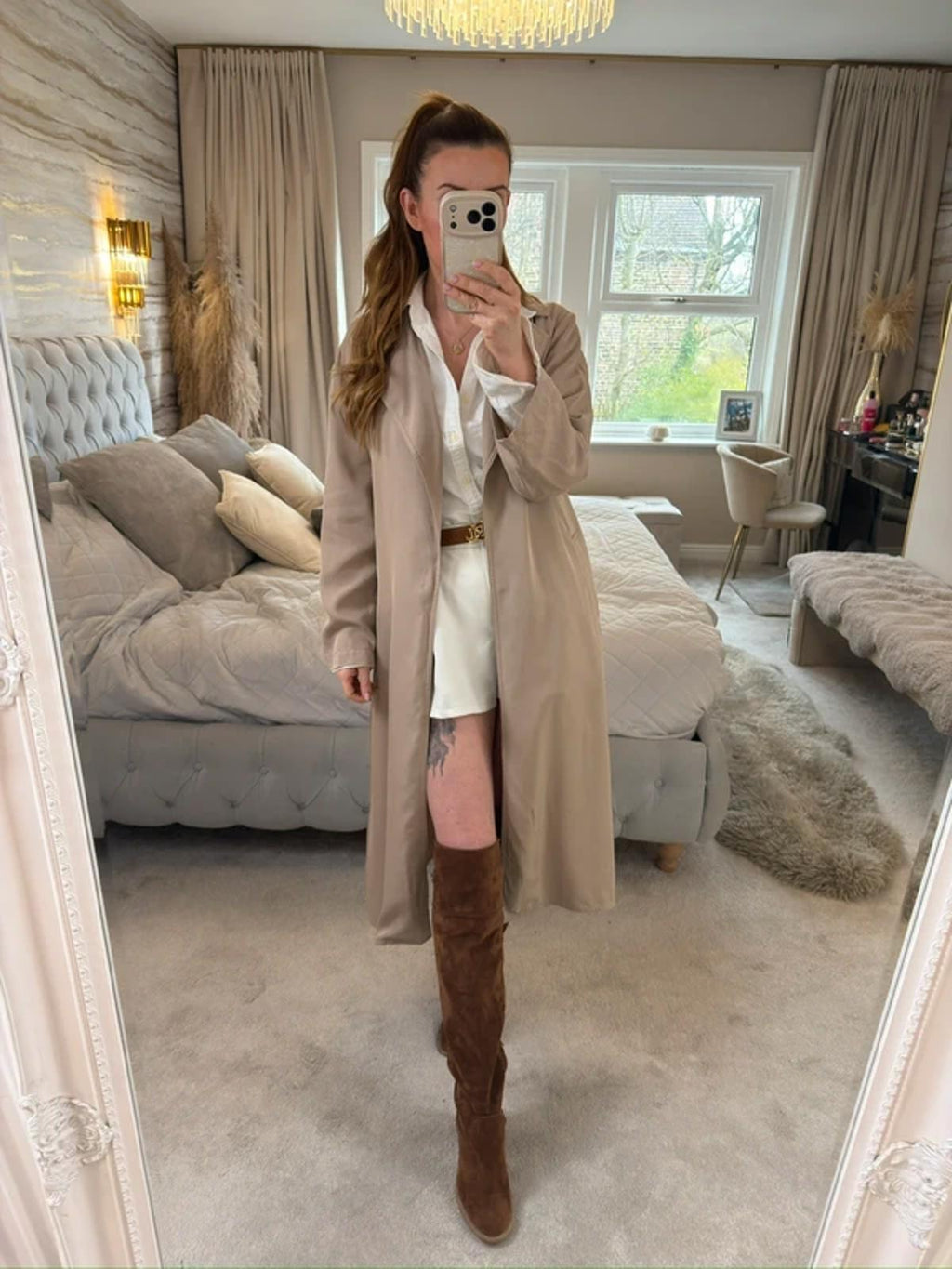 Zara Beige Belted Trench Coat XS