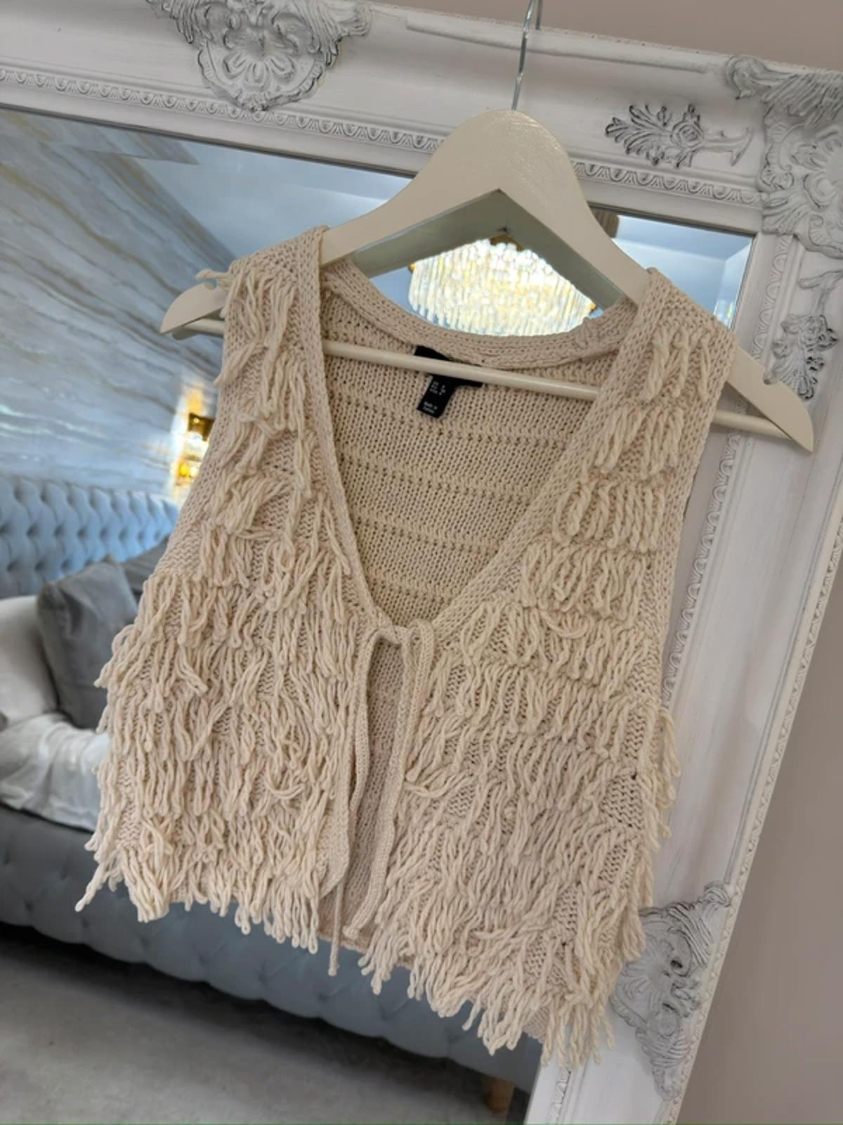 Cream Shaggy Boho Waistcoat 8