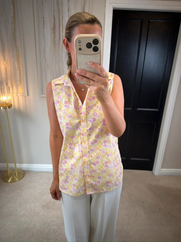 Lands End Paisley Print Sleeveless Blouse 8