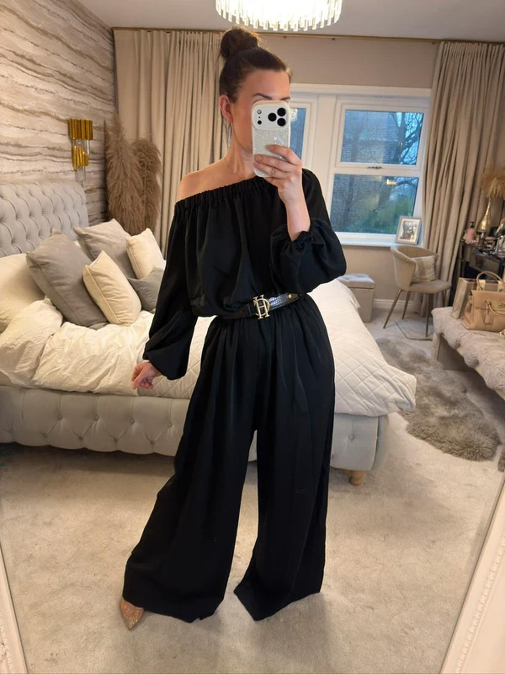 Kevan Jon Black Wide Leg Jumpsuit Small
