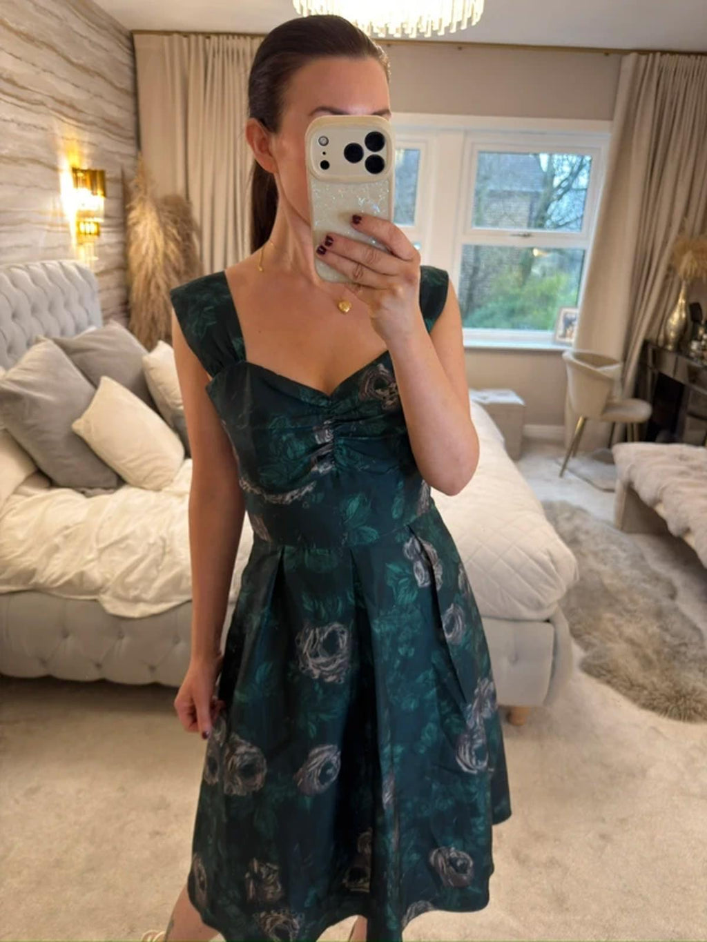 Ariella London Green Floral Midi Dress 12