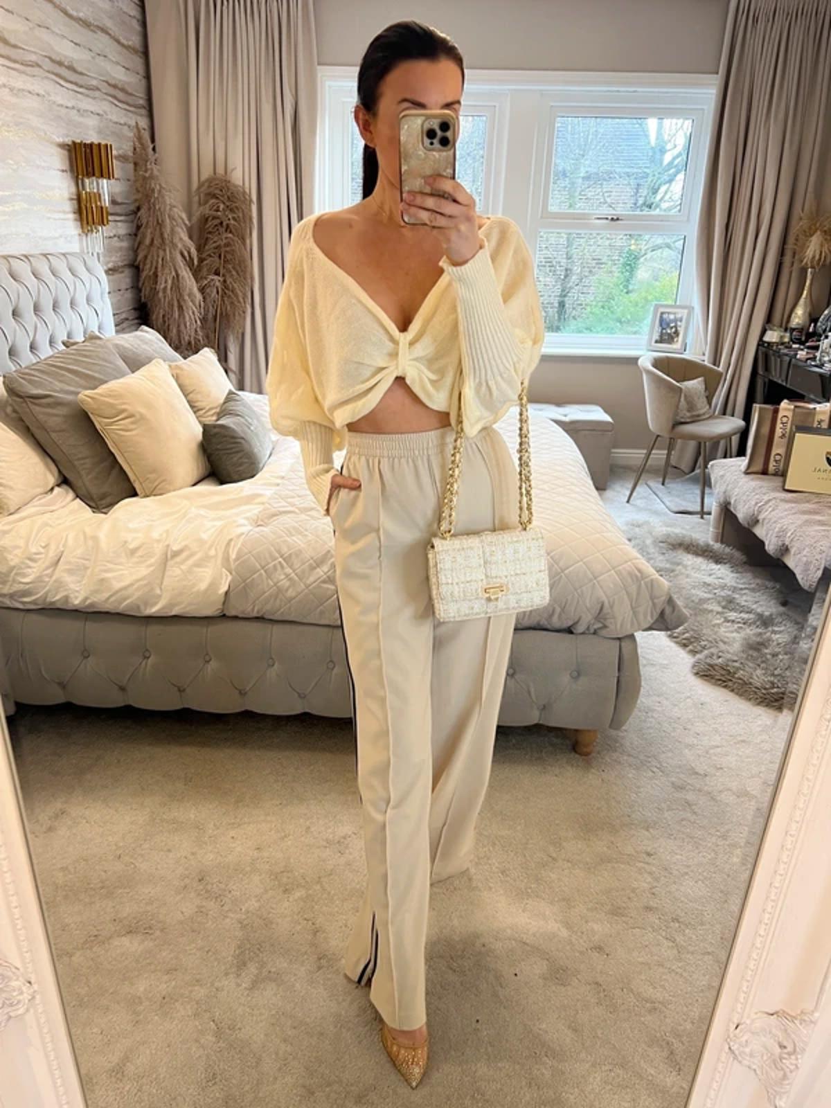 Cream Knot Front Knitted Top Large