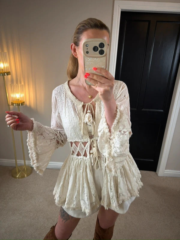 Gipsy Queen Cream Boho Cardigan One Size
