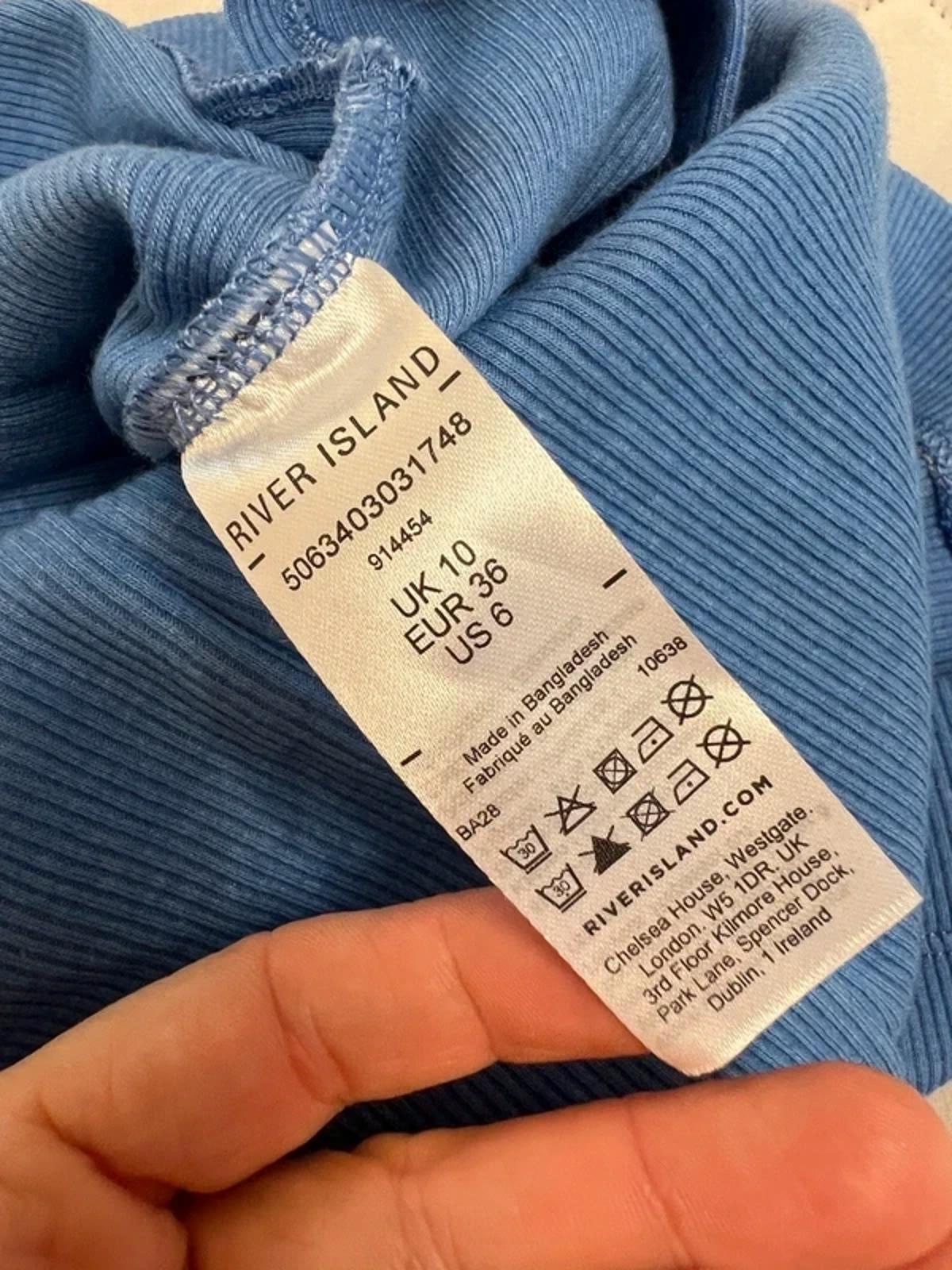 BNWT River Island Blue Ribbed Maxi Skirt 10