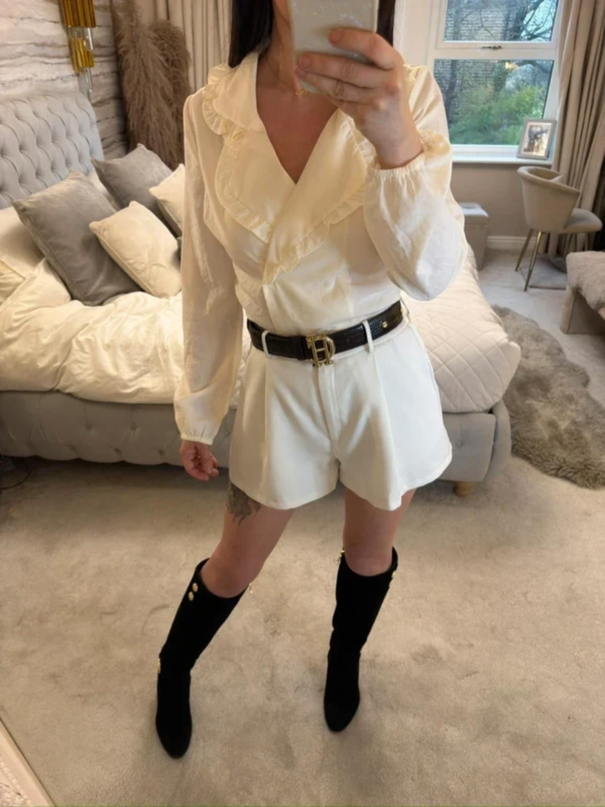 New Look Cream Frill Collar Boho Blouse 6