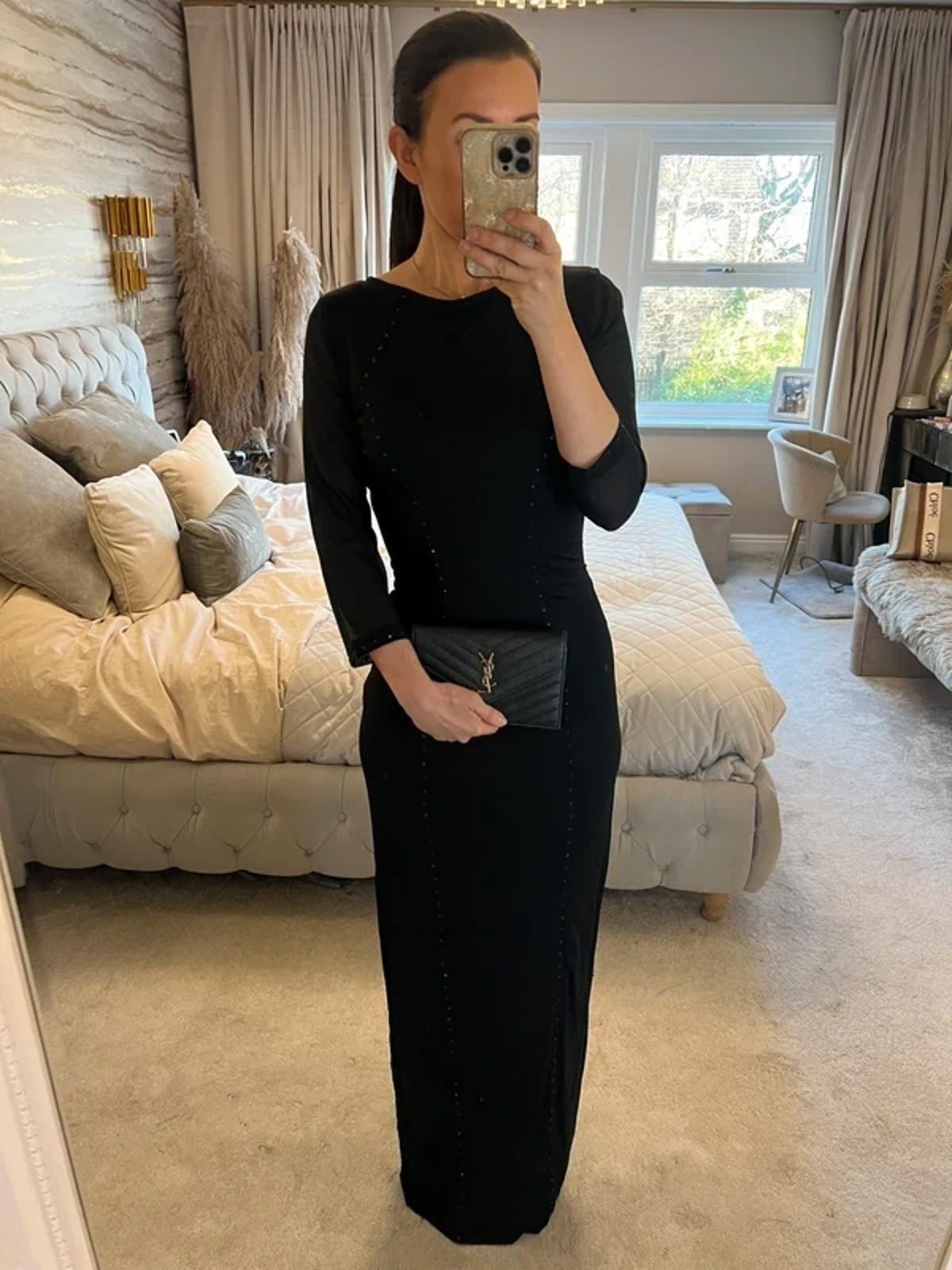 Mint Velvet Black Sparkly Sequin Gown 10