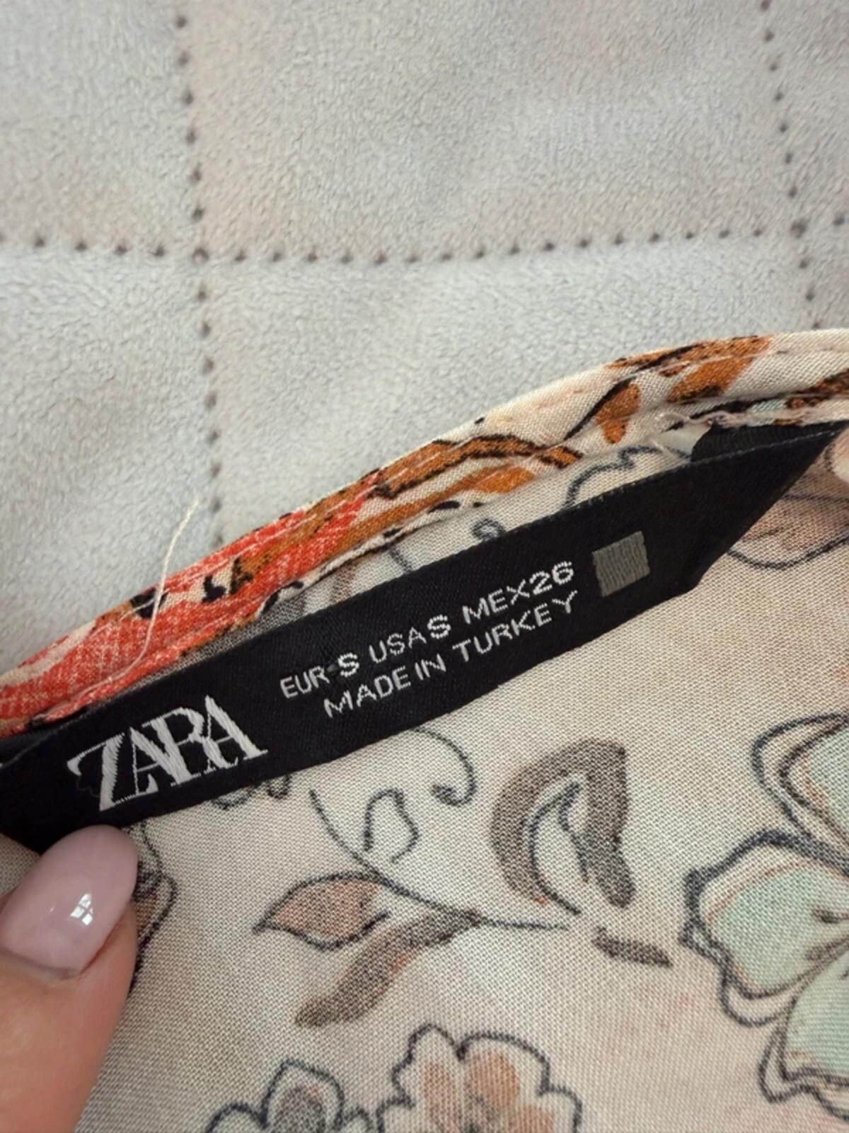 Zara Cream & Pink Boho Mini Dress Small
