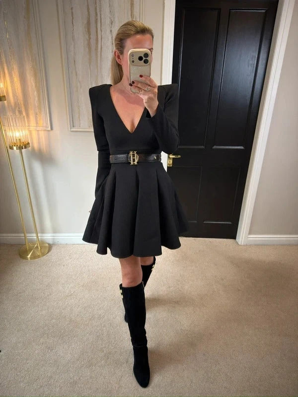 KU Spendlove Black Skater Mini Dress Small