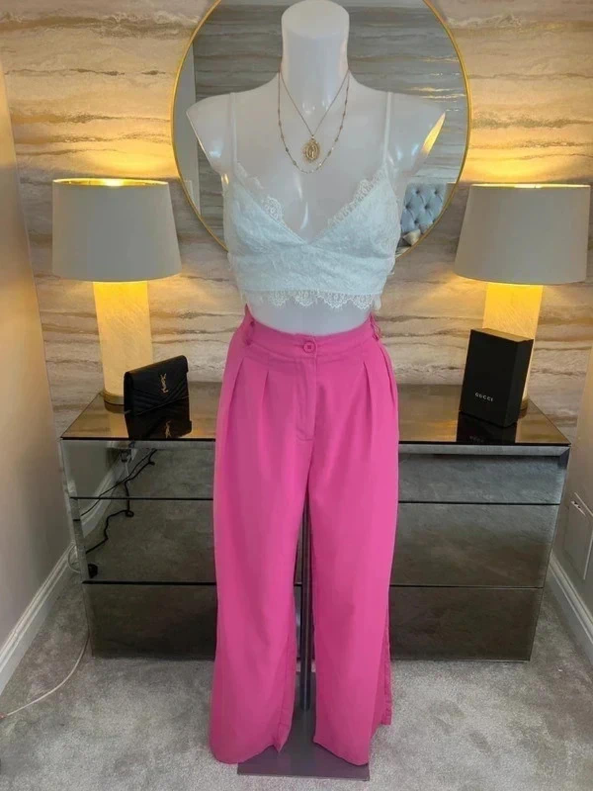 Pink Wide Leg Trousers Tall Small