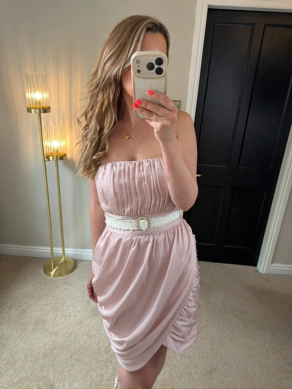 H&M Pink Draped Mini Dress BNWT 10