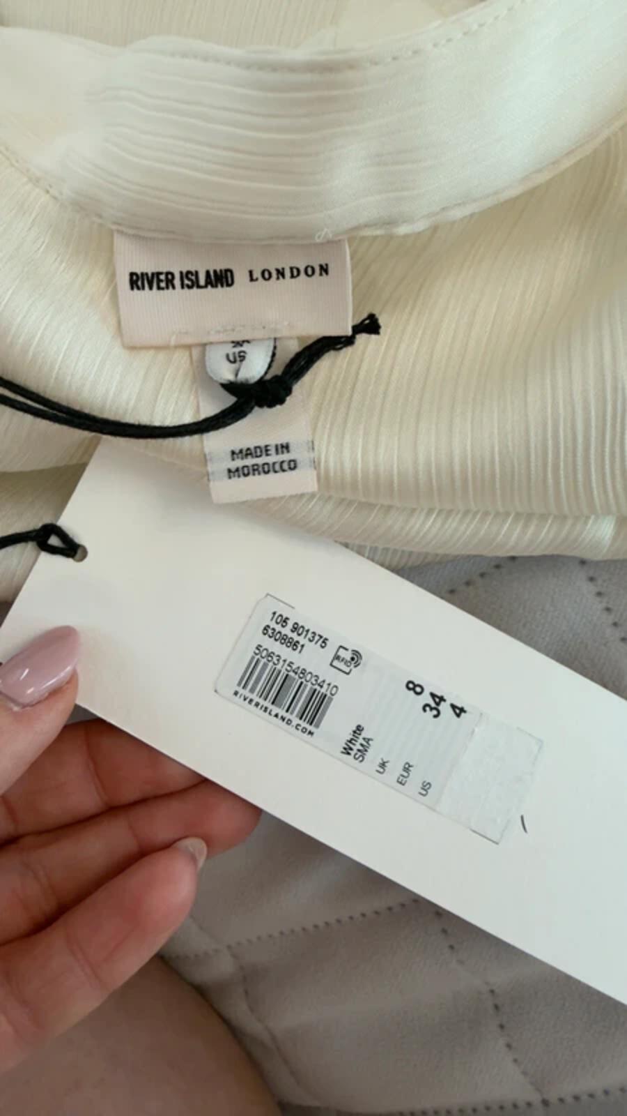 BNWT River Island Cream 3D Floral Pussybow Blouse 8