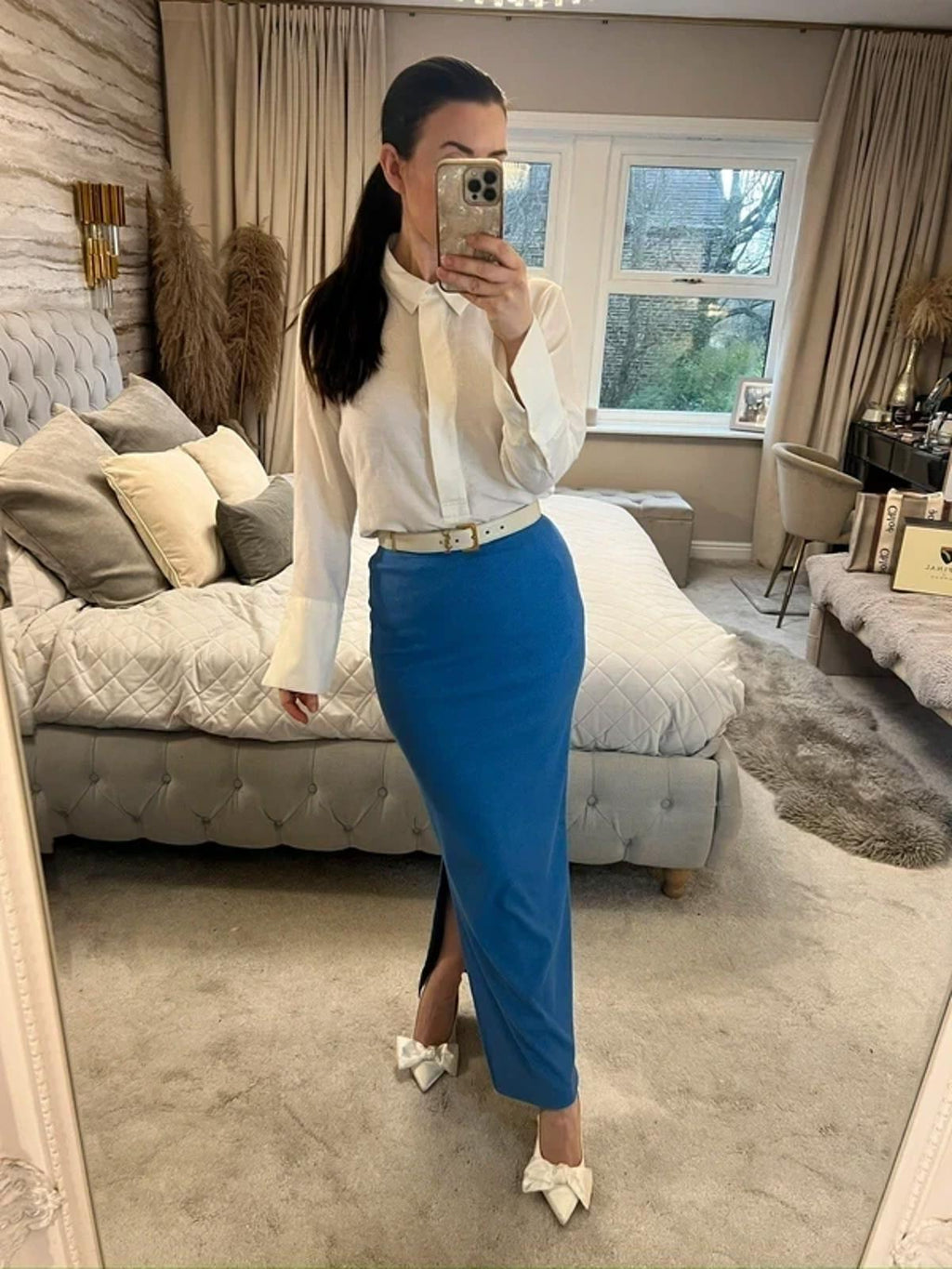 BNWT River Island Blue Ribbed Maxi Skirt 10