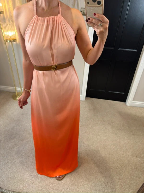 BNWT Next Orange / Pink Ombré Plait Maxi Dress 10