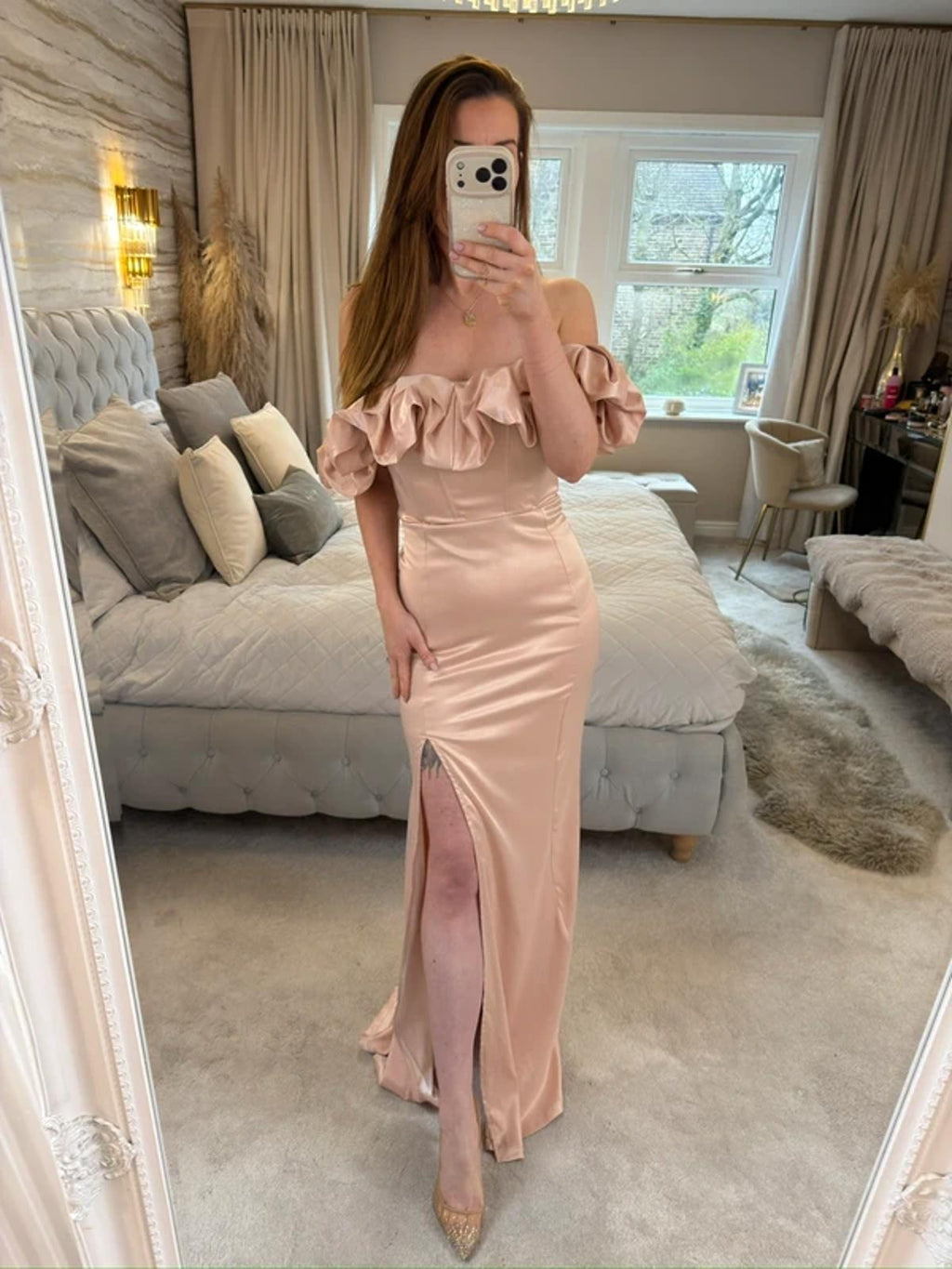 Club L London Pink / Nude Long Dress 6