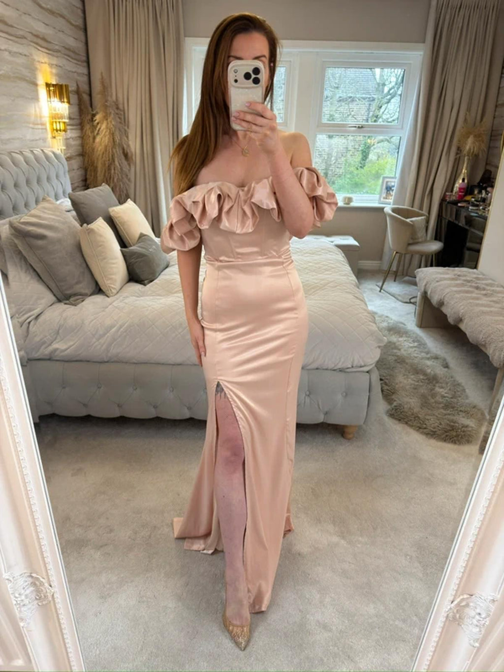 Club L London Pink / Nude Long Dress 6