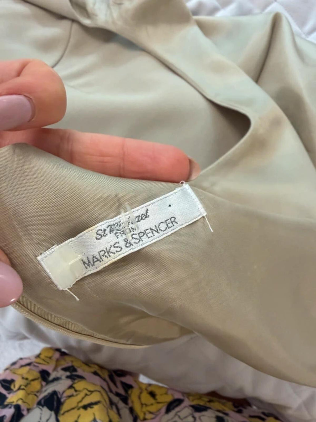 Vintage M&S Light Beige Dress 10