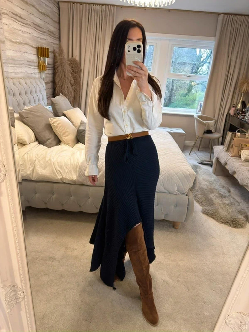 Marques Almeida Navy Knitted Asymmetrical Skirt 8/10