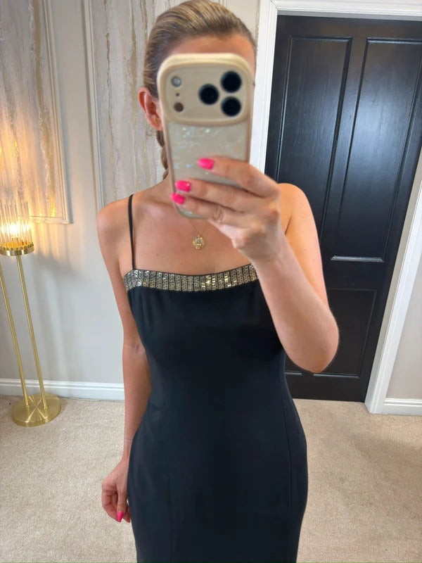 Vintage Principles Black & Silver Embellished Petite Dress Size 12