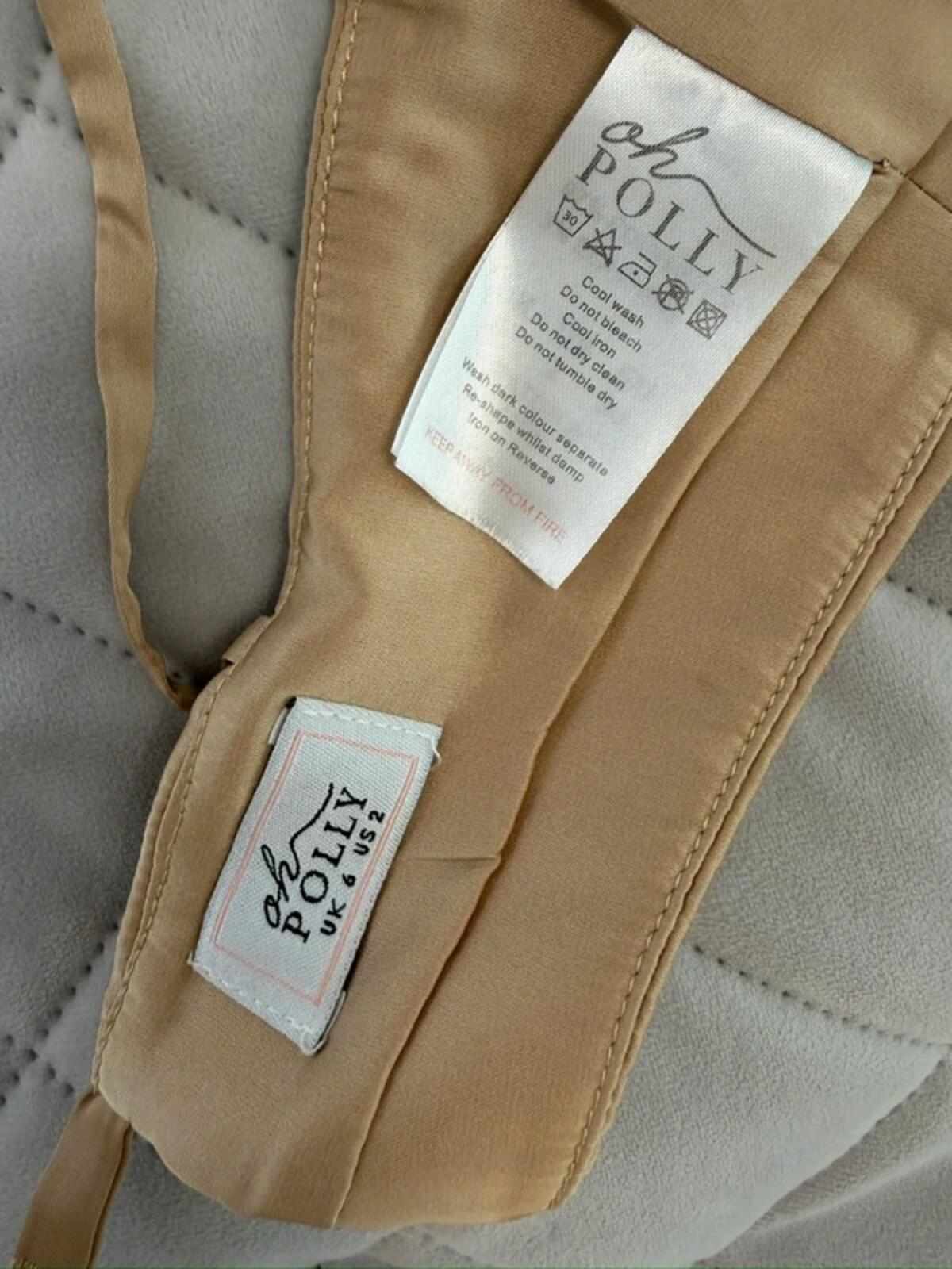 Oh Polly Beige / Gold Satin Trouser Co Ord XS