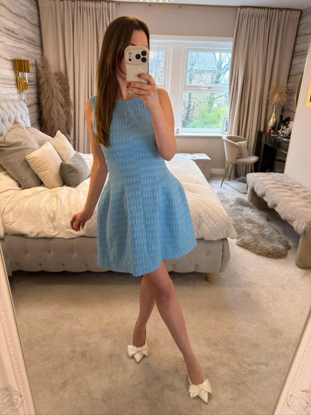 Vintage Blue Structured Mini Dress 10