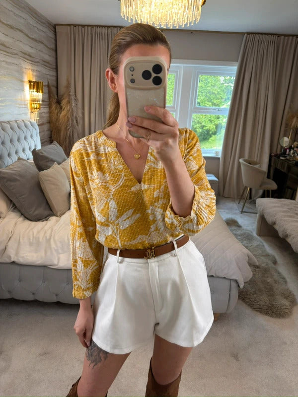 Next Mustard Yellow & White Floral Blouse 12