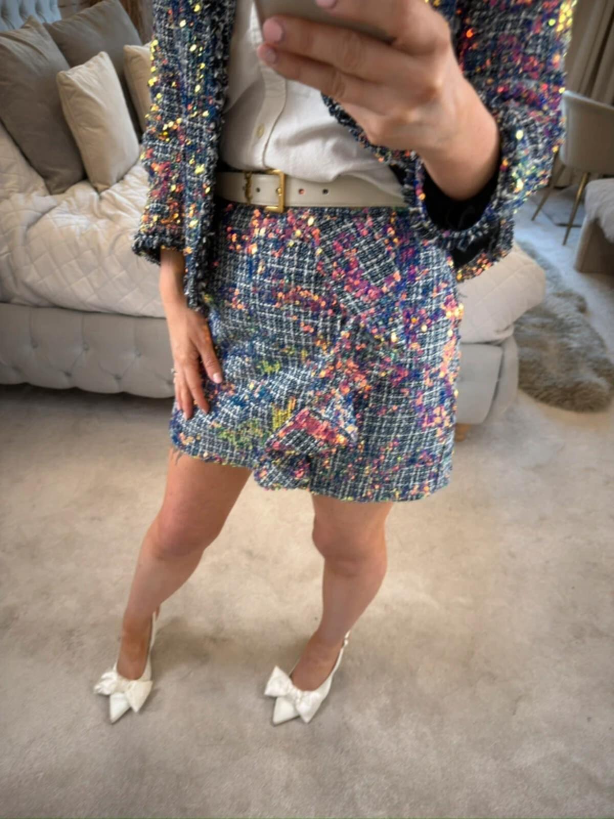 River Island Sequin Tweed Blazer & Skirt Co Ord