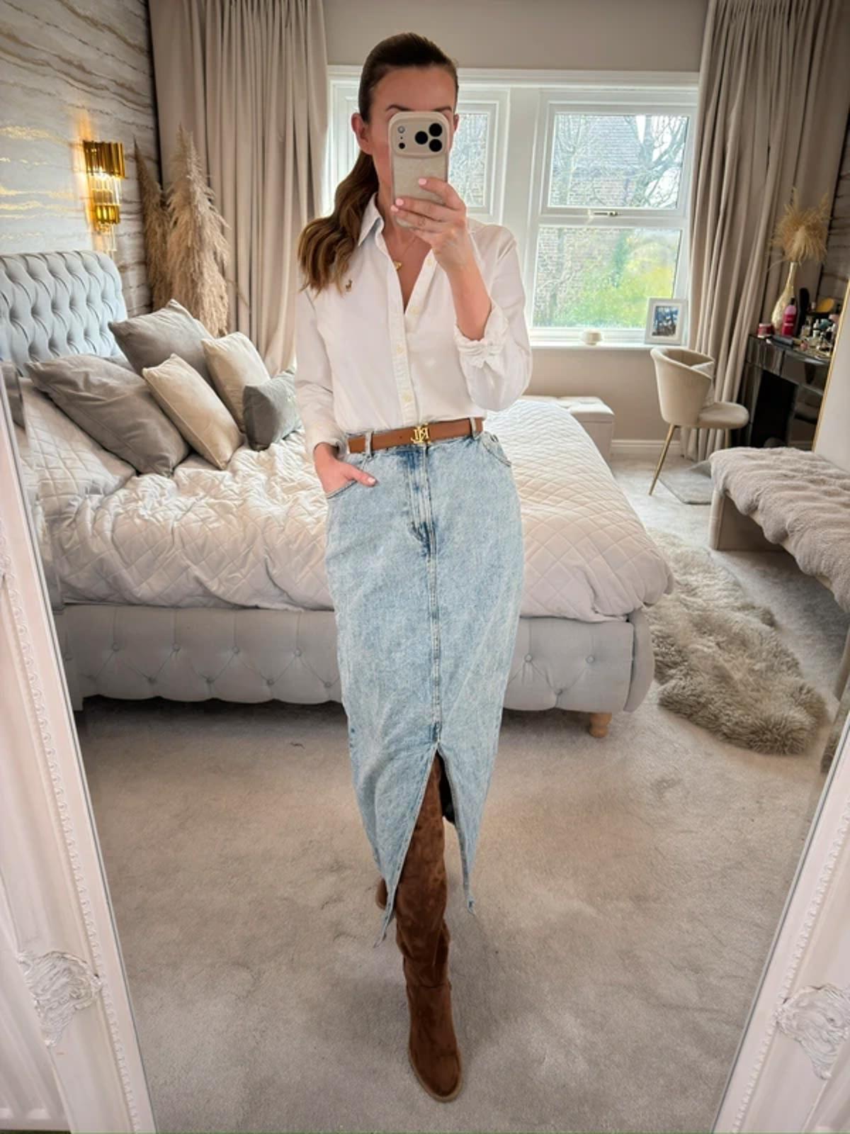 ASOS Light Denim Midaxi Skirt 18
