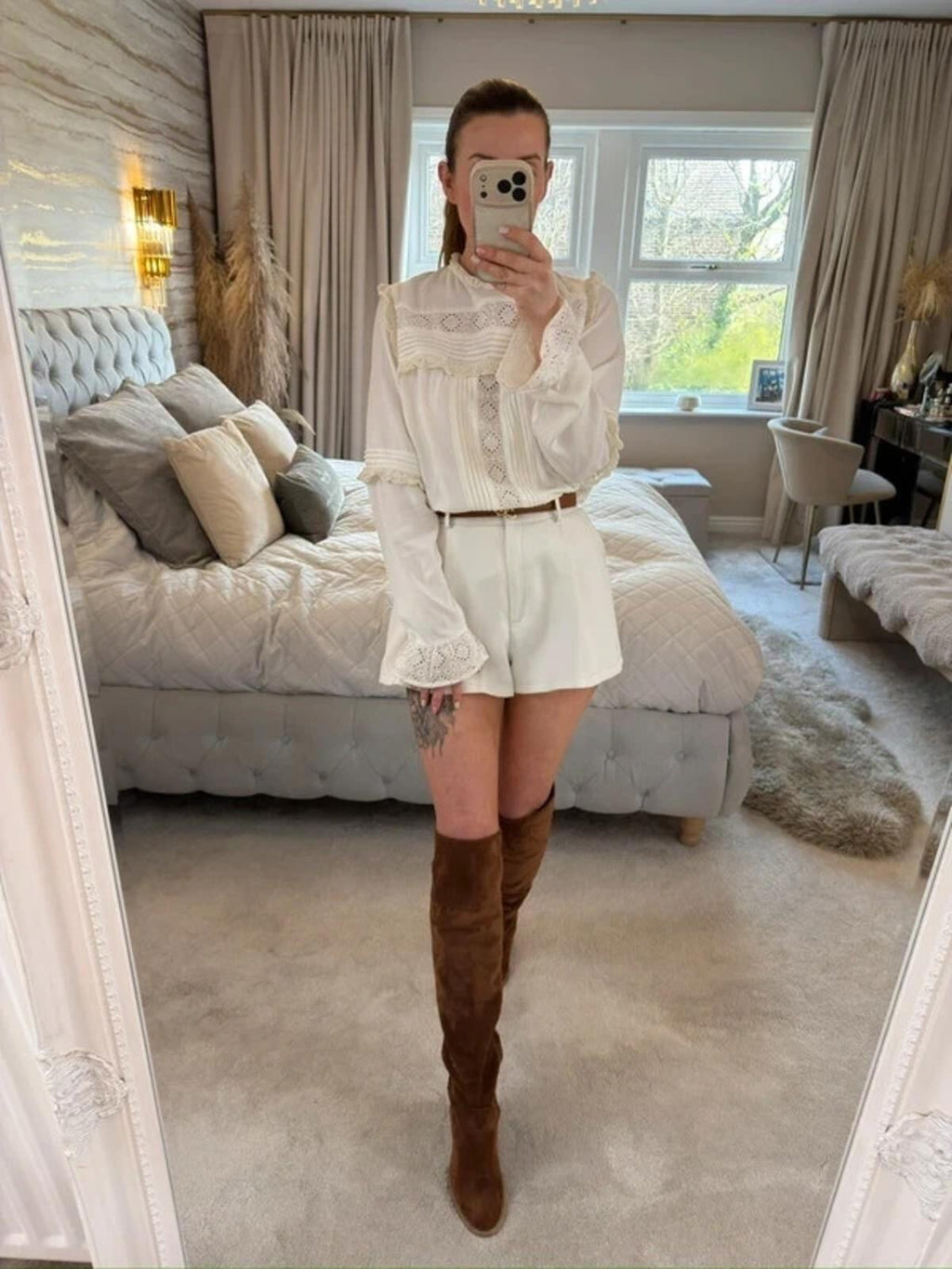 Vintage Cream Boho Lace Blouse 16
