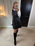 F&F Black Faux Leather Belted Dress 10