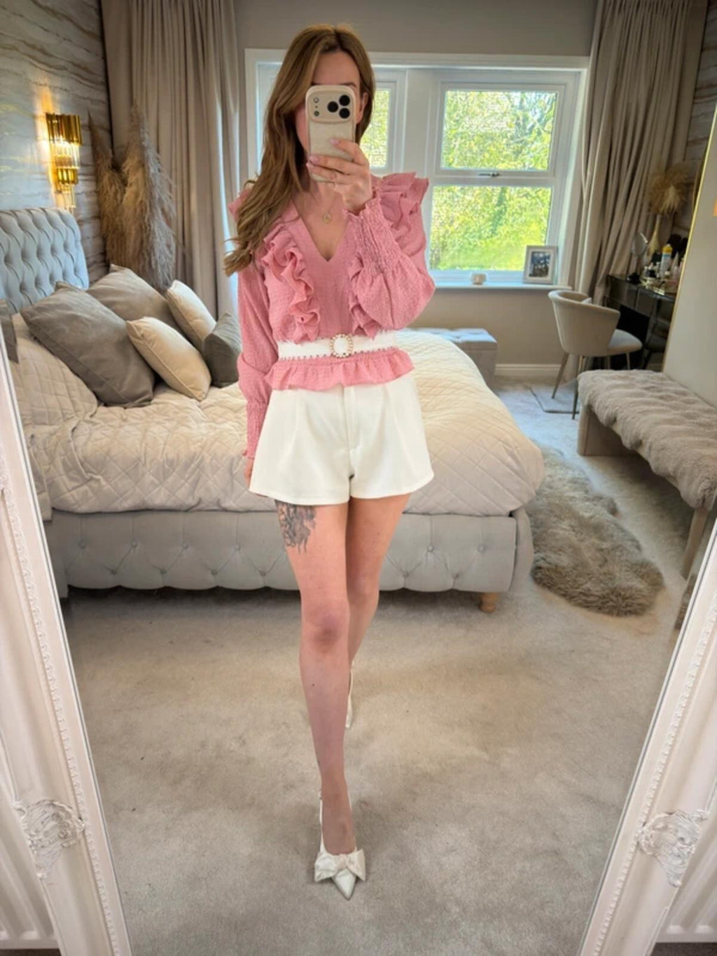 Oasis Pink Frill Blouse 6