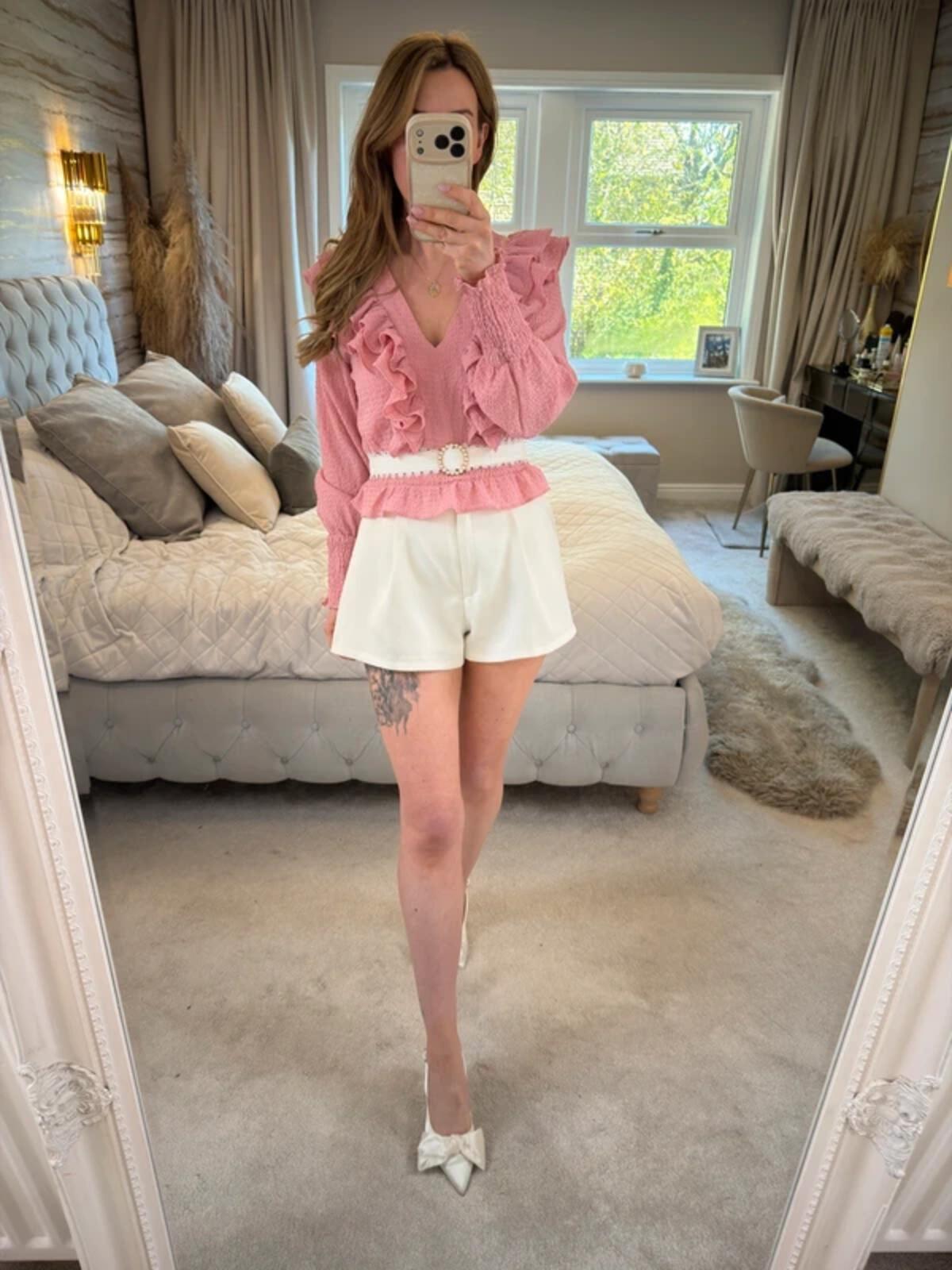 Oasis Pink Frill Blouse 6