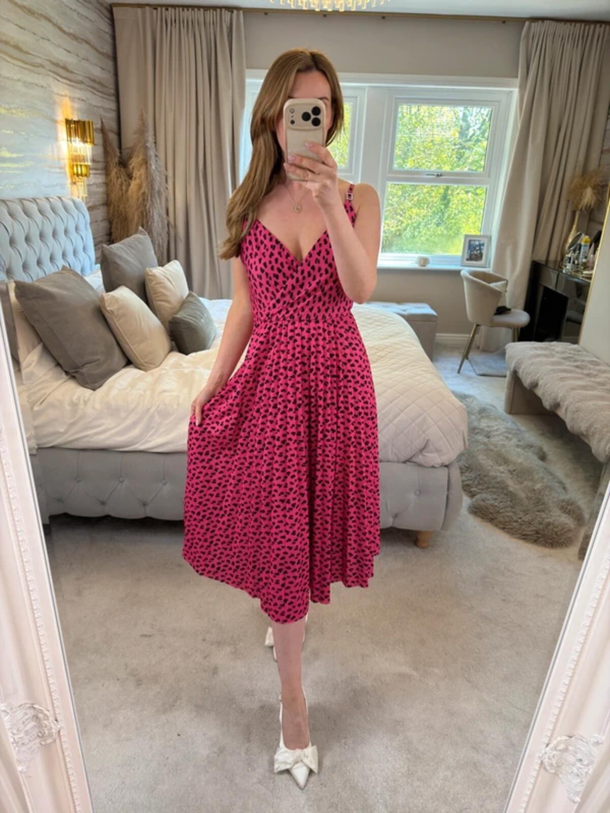 River Island Pink Pleated Diamanté Midi Dress 12