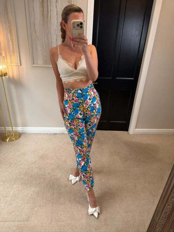 BNWT Zara Multicoloured Floral Trousers Large