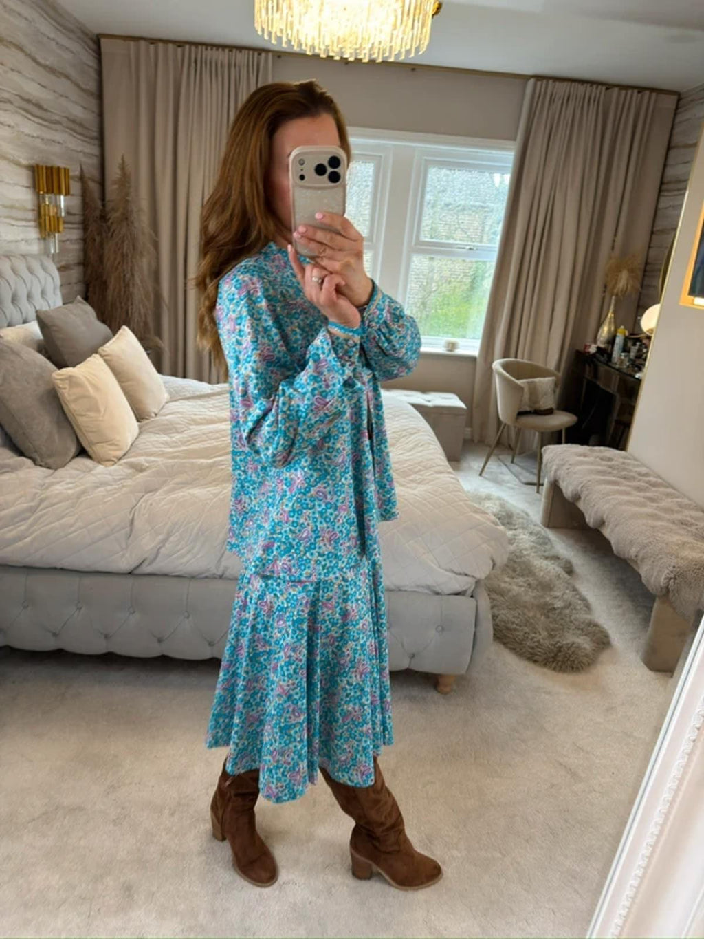 Vintage Blue Paisley Skirt Co Ord 6/8