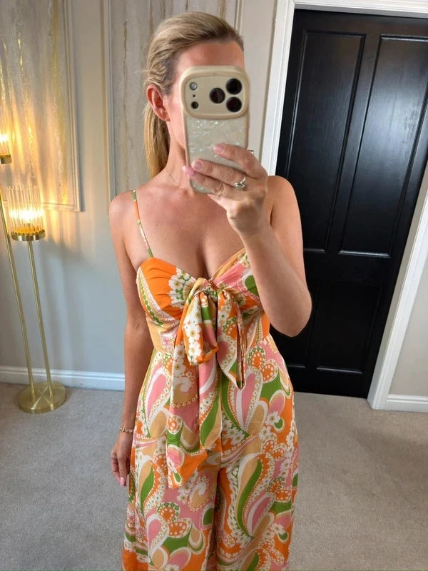 Warehouse Multicoloured Floral Wide Leg Jumpsuit Petite 4
