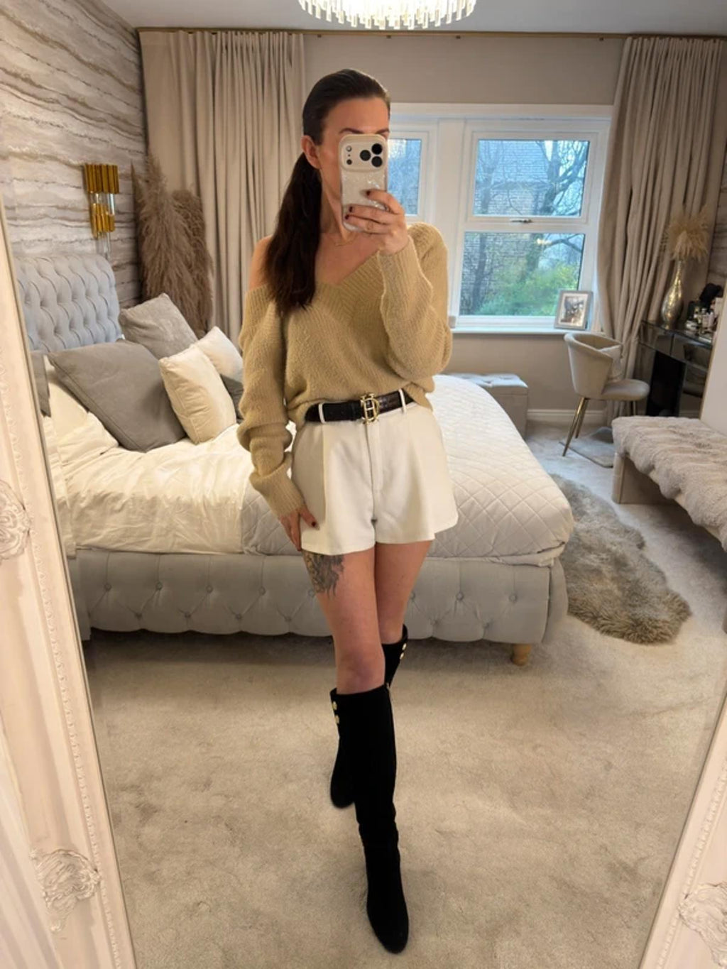 H&M Beige Fluffy Jumper Medium
