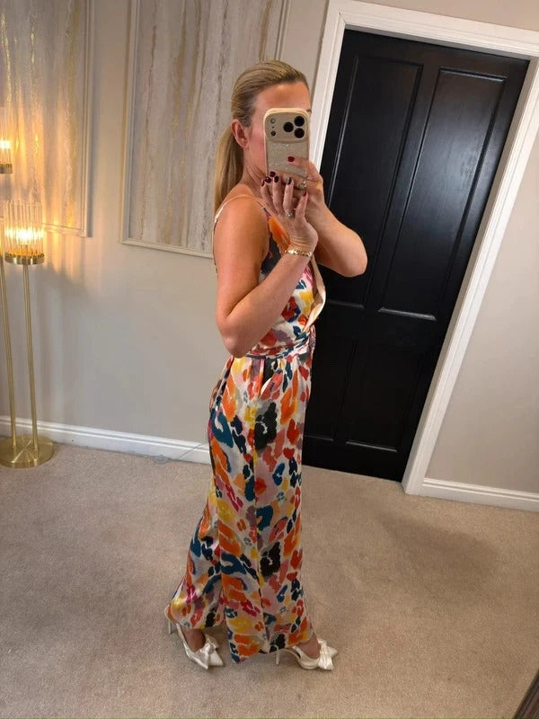 Monsoon Multicoloured Satin Wide Leg Jumpsuit 10