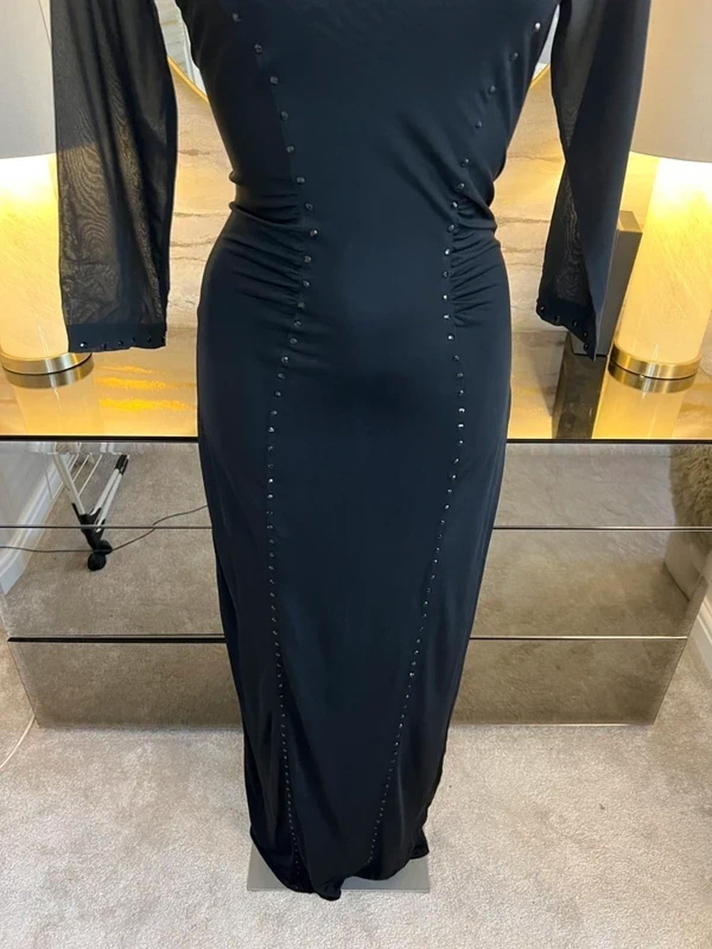 Mint Velvet Black Sparkly Sequin Gown 10