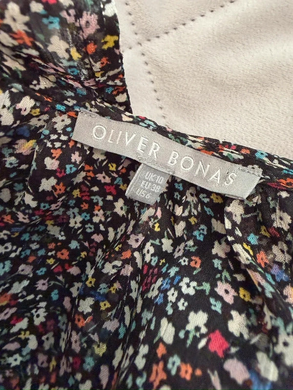 Oliver Bonas Black Multicoloured Floral Sheer Blouse 10