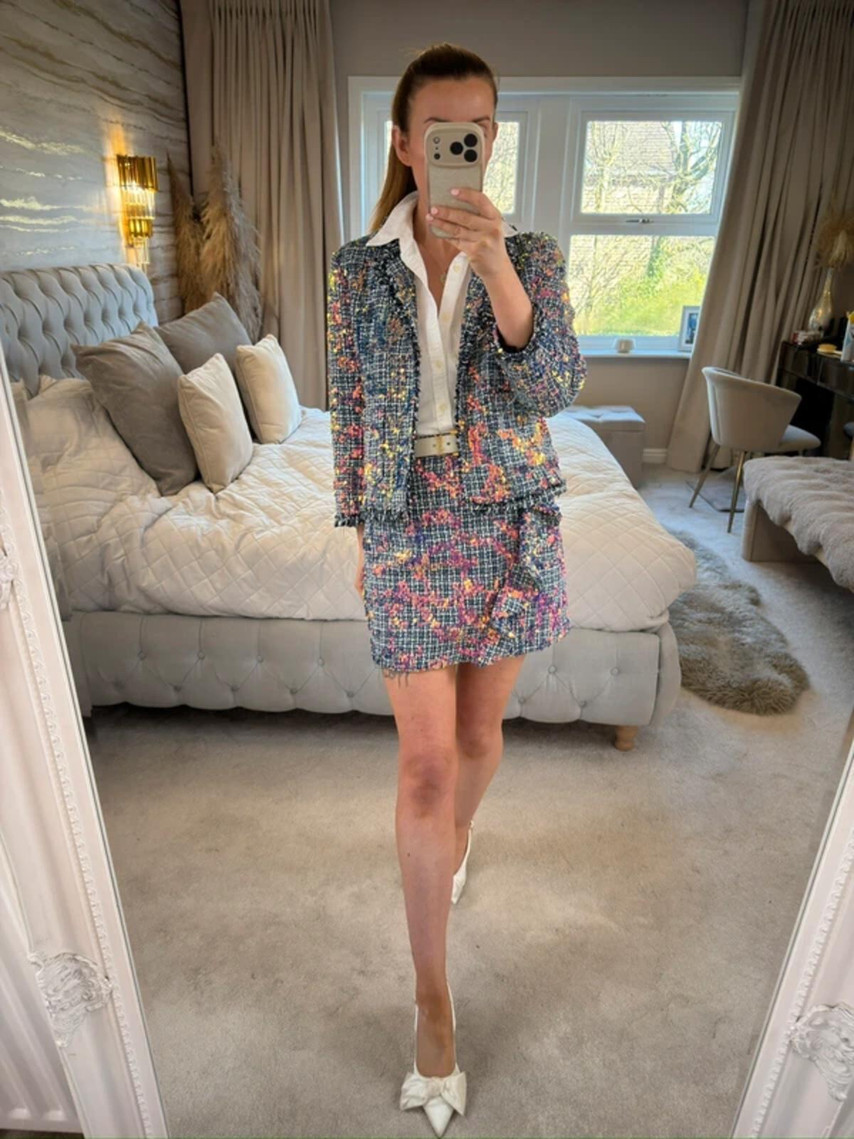 River Island Sequin Tweed Blazer & Skirt Co Ord